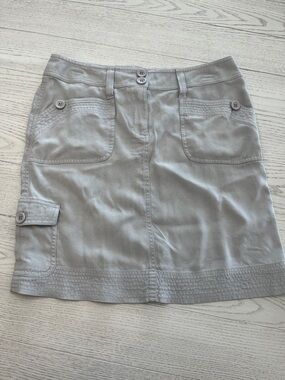White House Black Market - Casual Light Gray Button Pocket Skirt